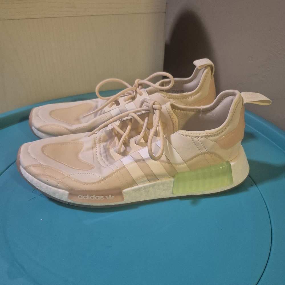 Adidas Light Tan and White Athletic Shoes